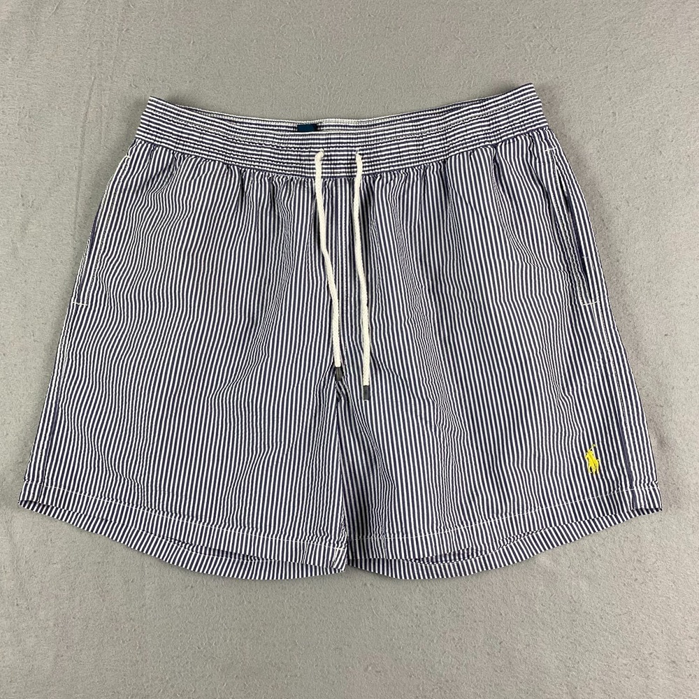 Polo Ralph Lauren Swim Shorts Mens XL Stripe Seersucker Linerless Trunks Pony